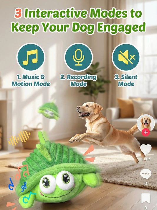 Interactive Dog Ball – Motion Activated Automatic Rolling Toy, USB Rechargeable & Squeaky, Self-Play Boredom Relief for Small Medium Dogs & Cats, Durable Indoor Outdoor Pet Toy