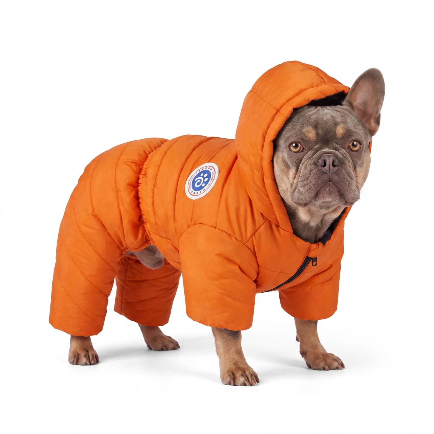 Waterproof Dog Jumpsuit Warm Winter Down Jacket | Windproof Hooded Puppy Coat with Leash Hole | Adjustable Outdoor Dog Suit