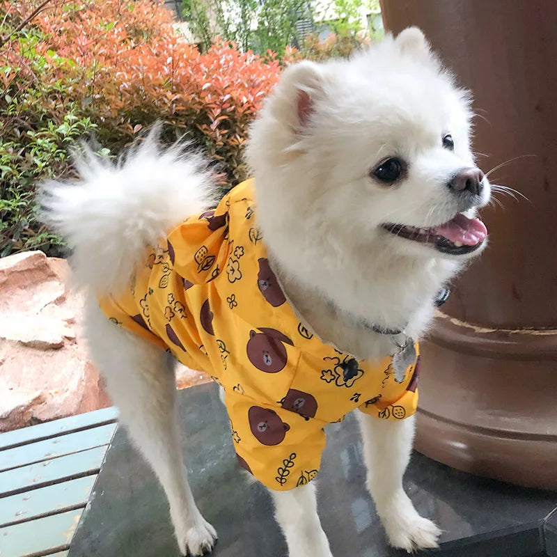 Bigeyedog Waterproof Dog Raincoat for French Bulldog Pug Corgi | Cute Printed Pet Rain Jacket | Windproof Polyester Dog Clothes
