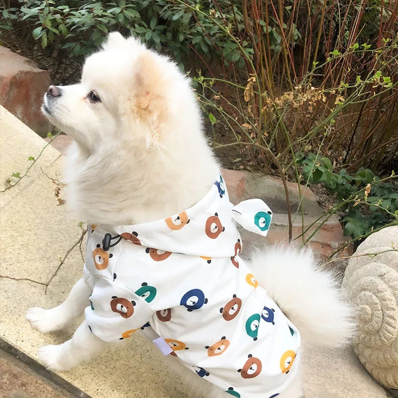 Bigeyedog Waterproof Dog Raincoat for French Bulldog Pug Corgi | Cute Printed Pet Rain Jacket | Windproof Polyester Dog Clothes