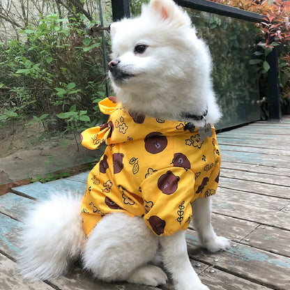 Bigeyedog Waterproof Dog Raincoat for French Bulldog Pug Corgi | Cute Printed Pet Rain Jacket | Windproof Polyester Dog Clothes
