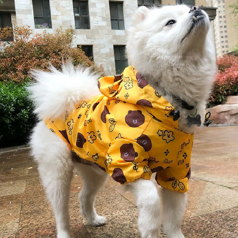 Bigeyedog Waterproof Dog Raincoat for French Bulldog Pug Corgi | Cute Printed Pet Rain Jacket | Windproof Polyester Dog Clothes