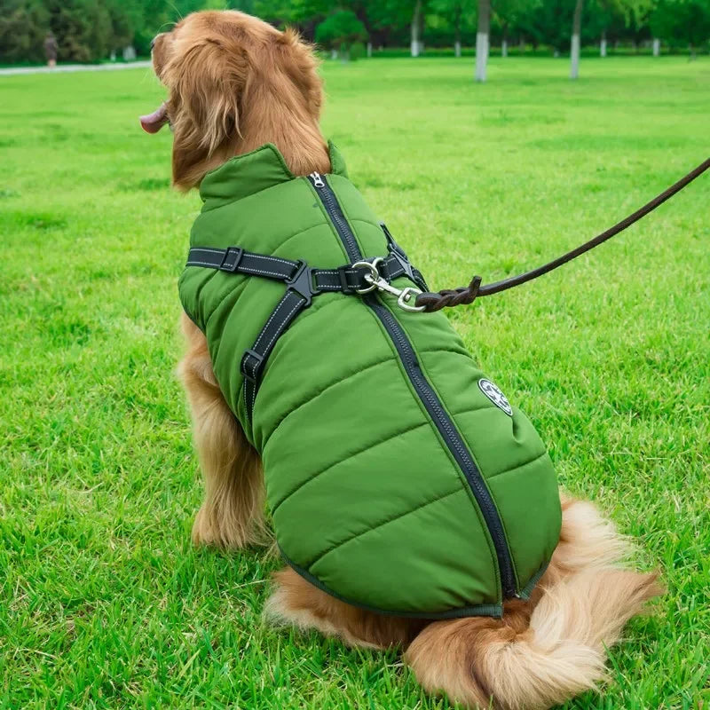 Waterproof Dog Jacket with Harness Winter Warm Dog Coat | Splash-Proof Pet Clothes for Labrador Golden Retriever French Bulldog Pug