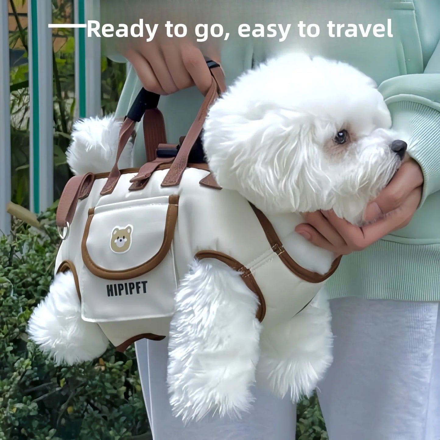 Hands-Free Pet Carrier Backpack, Breathable Portable Dog Cat Travel Bag with Safety Leash, for Small Dogs Cats Outdoor Hiking