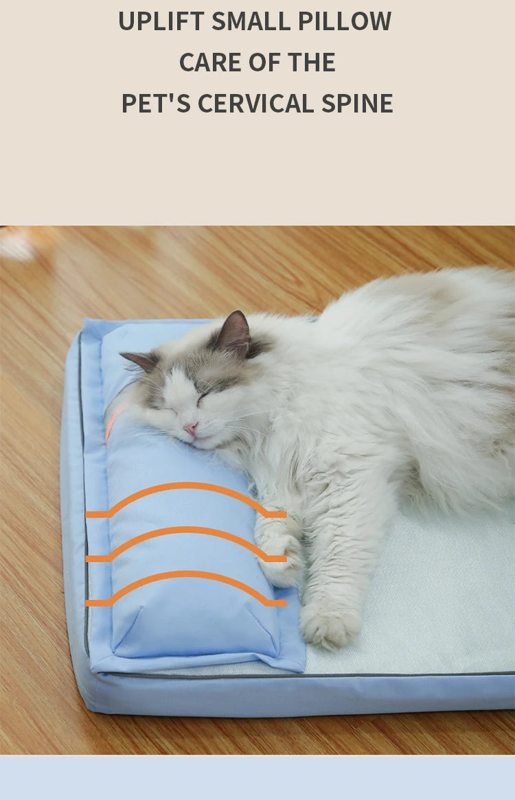 Summer Cooling Dog Bed For Large Medium Dog Puppy Orthopedic Memory Foam Mat With Pillow Breathable Waterproof Washable