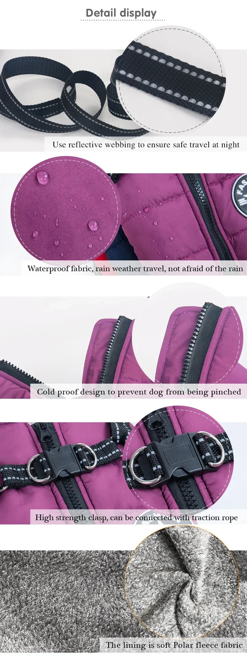 Waterproof Dog Jacket with Harness Winter Warm Dog Coat | Splash-Proof Pet Clothes for Labrador Golden Retriever French Bulldog Pug