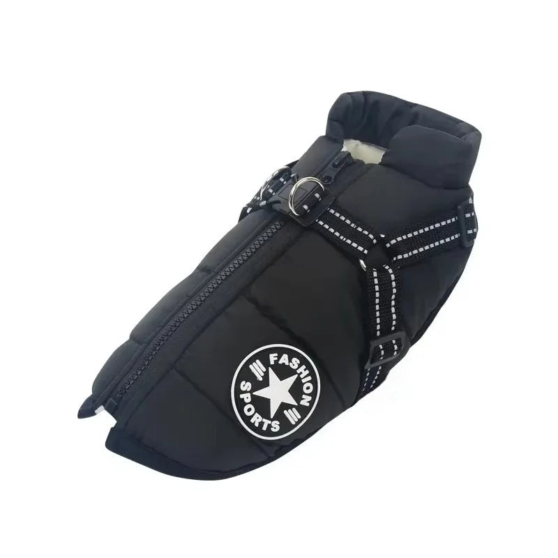 Waterproof Dog Jacket with Harness Winter Warm Dog Coat | Splash-Proof Pet Clothes for Labrador Golden Retriever French Bulldog Pug