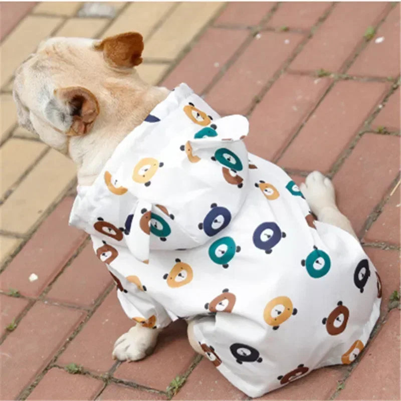 Bigeyedog Waterproof Dog Raincoat for French Bulldog Pug Corgi | Cute Printed Pet Rain Jacket | Windproof Polyester Dog Clothes