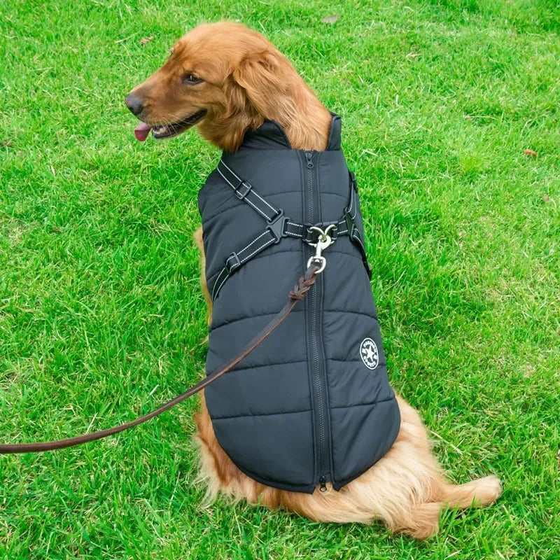 Waterproof Dog Jacket with Harness Winter Warm Dog Coat | Splash-Proof Pet Clothes for Labrador Golden Retriever French Bulldog Pug