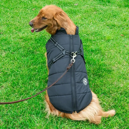 Waterproof Dog Jacket with Harness Winter Warm Dog Coat | Splash-Proof Pet Clothes for Labrador Golden Retriever French Bulldog Pug