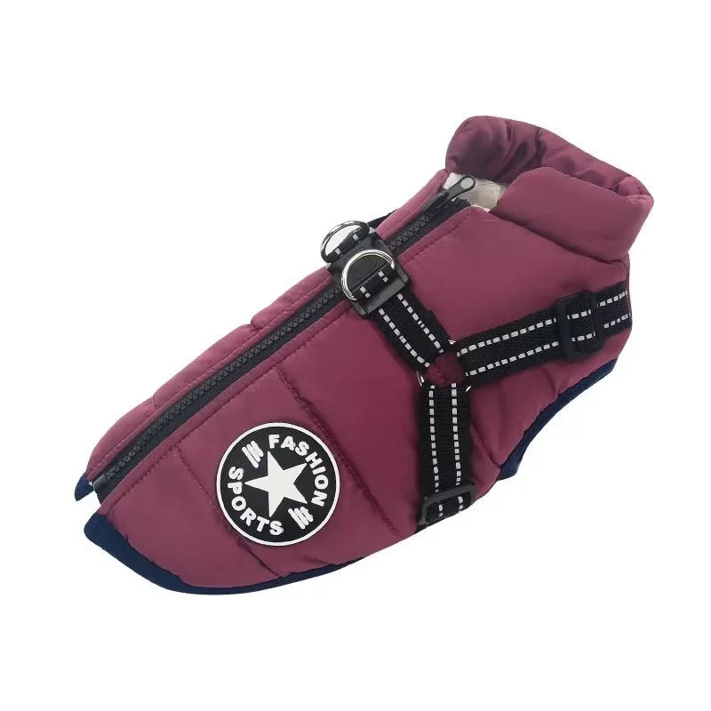 Waterproof Dog Jacket with Harness Winter Warm Dog Coat | Splash-Proof Pet Clothes for Labrador Golden Retriever French Bulldog Pug