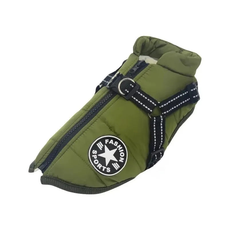 Waterproof Dog Jacket with Harness Winter Warm Dog Coat | Splash-Proof Pet Clothes for Labrador Golden Retriever French Bulldog Pug