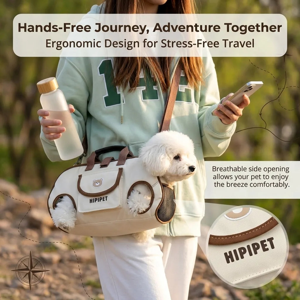 Hands-Free Pet Carrier Backpack, Breathable Portable Dog Cat Travel Bag with Safety Leash, for Small Dogs Cats Outdoor Hiking