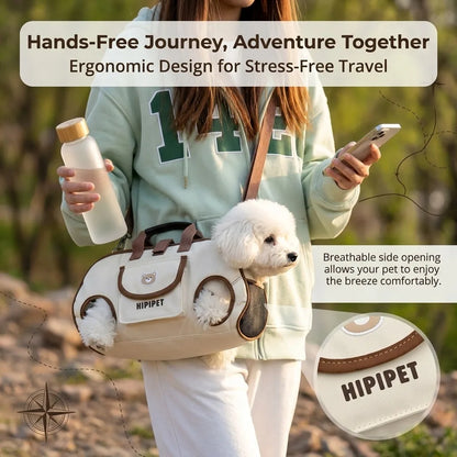 Hands-Free Pet Carrier Backpack, Breathable Portable Dog Cat Travel Bag with Safety Leash, for Small Dogs Cats Outdoor Hiking