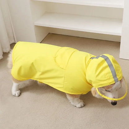 Premium TPU Waterproof Dog Raincoat with Clear Brim | Reflective Safety Pet Rain Jacket | Adjustable Windproof Dog Rain Cloak