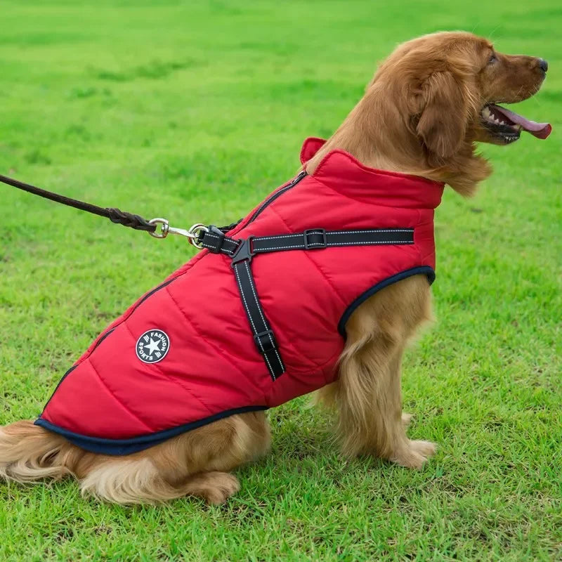 Waterproof Dog Jacket with Harness Winter Warm Dog Coat | Splash-Proof Pet Clothes for Labrador Golden Retriever French Bulldog Pug