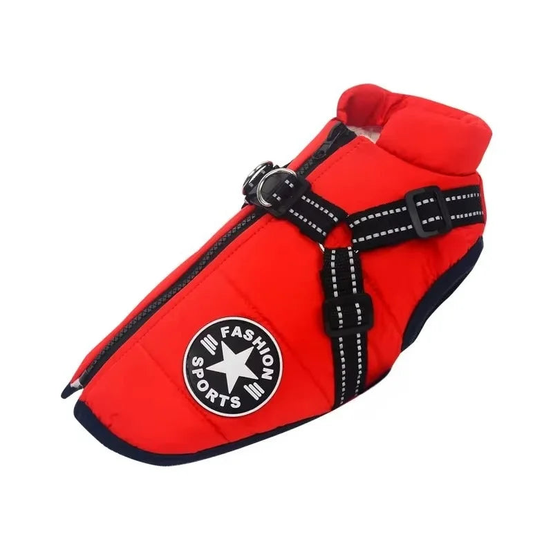 Waterproof Dog Jacket with Harness Winter Warm Dog Coat | Splash-Proof Pet Clothes for Labrador Golden Retriever French Bulldog Pug
