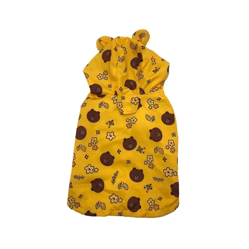 Bigeyedog Waterproof Dog Raincoat for French Bulldog Pug Corgi | Cute Printed Pet Rain Jacket | Windproof Polyester Dog Clothes