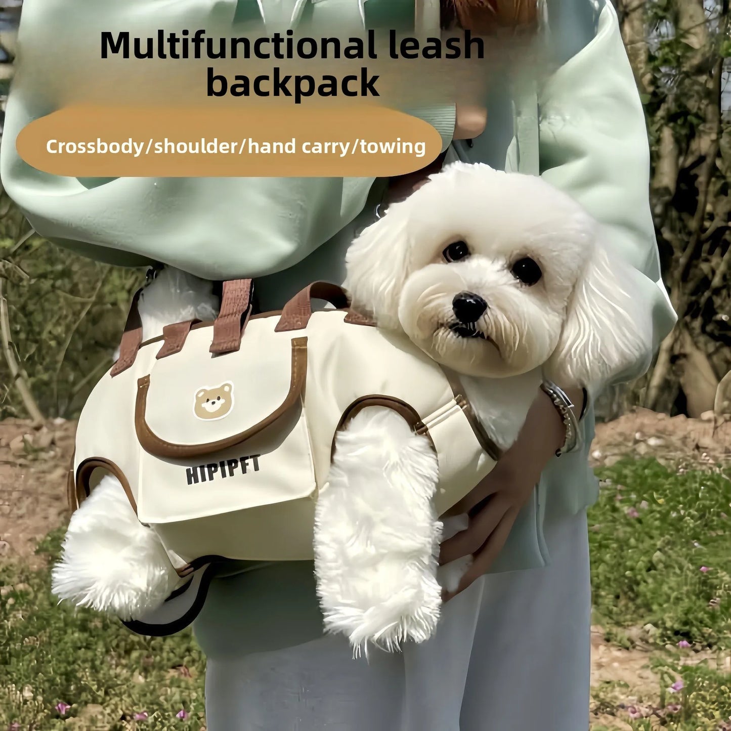 Hands-Free Pet Carrier Backpack, Breathable Portable Dog Cat Travel Bag with Safety Leash, for Small Dogs Cats Outdoor Hiking