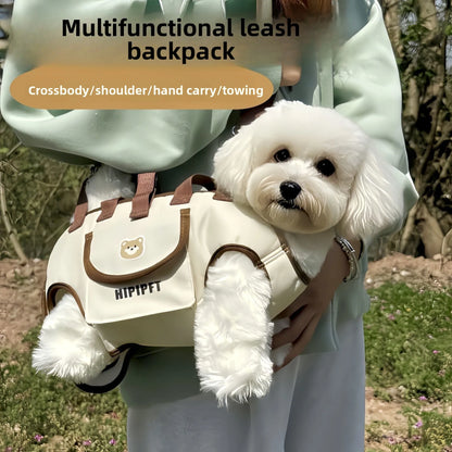 Hands-Free Pet Carrier Backpack, Breathable Portable Dog Cat Travel Bag with Safety Leash, for Small Dogs Cats Outdoor Hiking