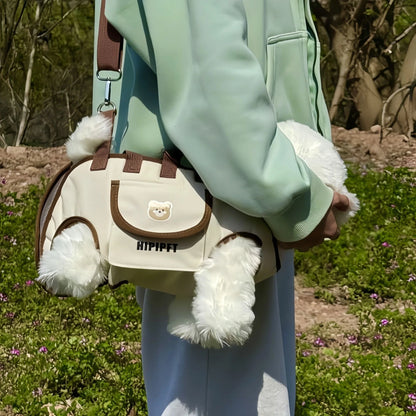 Hands-Free Pet Carrier Backpack, Breathable Portable Dog Cat Travel Bag with Safety Leash, for Small Dogs Cats Outdoor Hiking