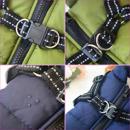 Waterproof Dog Jacket with Harness Winter Warm Dog Coat | Splash-Proof Pet Clothes for Labrador Golden Retriever French Bulldog Pug