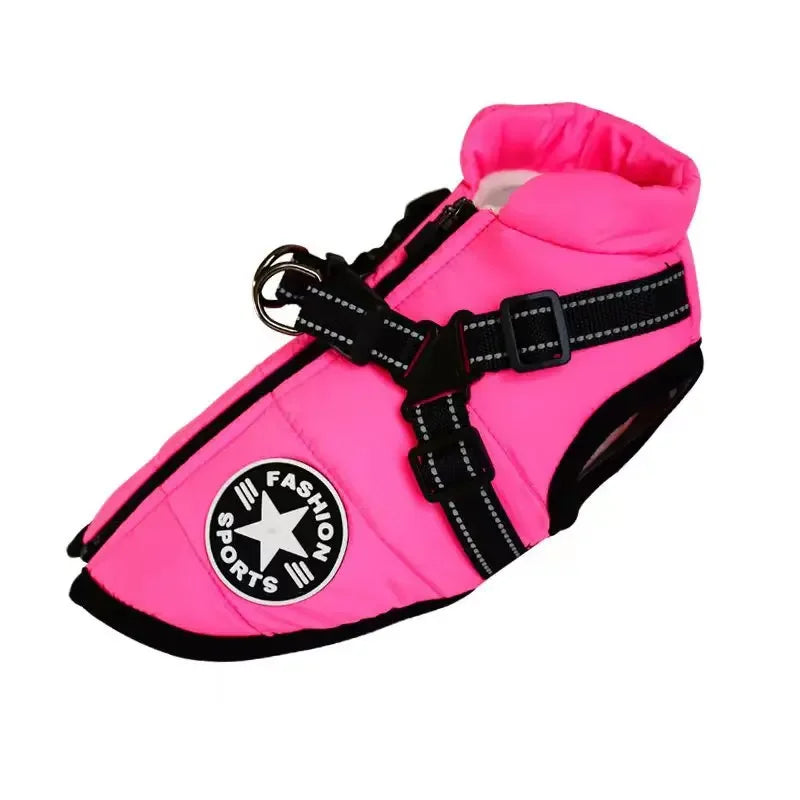 Waterproof Dog Jacket with Harness Winter Warm Dog Coat | Splash-Proof Pet Clothes for Labrador Golden Retriever French Bulldog Pug