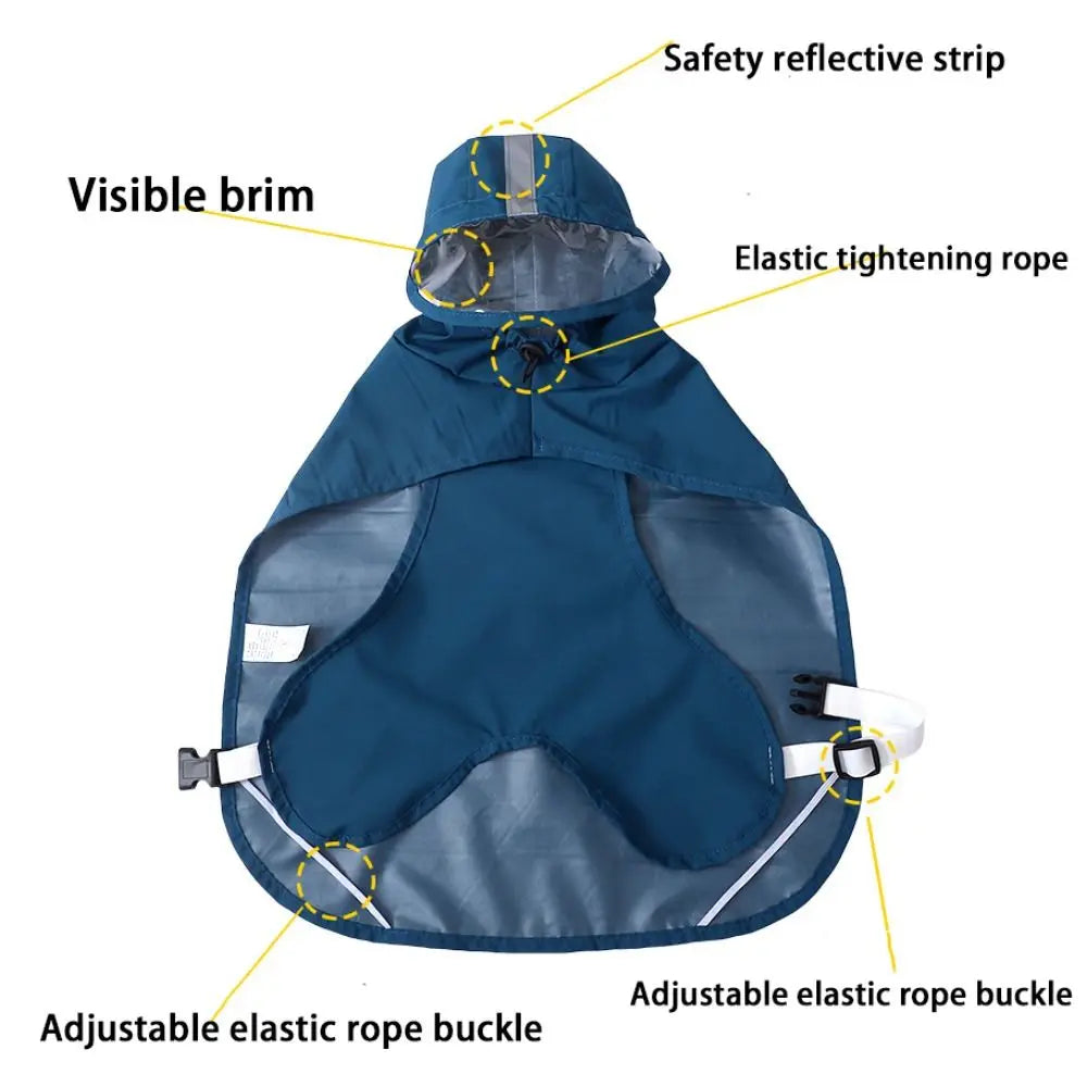 Premium TPU Waterproof Dog Raincoat with Clear Brim | Reflective Safety Pet Rain Jacket | Adjustable Windproof Dog Rain Cloak