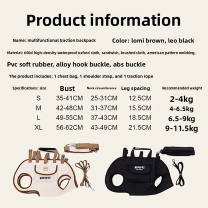 Hands-Free Pet Carrier Backpack, Breathable Portable Dog Cat Travel Bag with Safety Leash, for Small Dogs Cats Outdoor Hiking